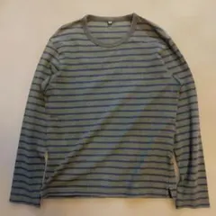 OLD UNIQLO ボーダー ロンT y2k カーキ／ネイビー　Ｓ