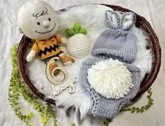 ニューボーンフォト かご バスケット ブラウン 衣装 セット