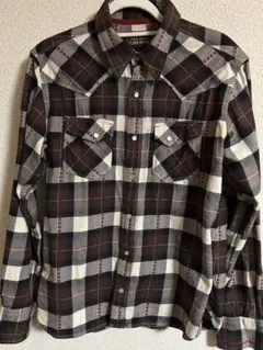 Flash report チェックシャツ　L ブラウン系のサムネイル