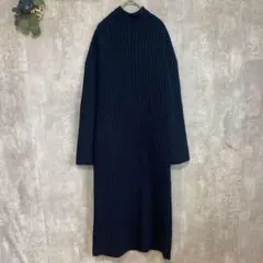 スタイルミキサー♡ ニットワンピース　ワイドカフスリーブ　ネイビー　Sサイズ