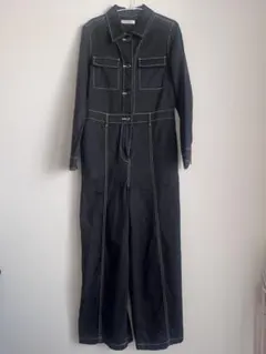 【美品】moussy ジャンプスーツ オールインワン ブラックデニム