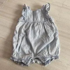 baby GAP 肩フリルデニムロンパース ライトブルー 70