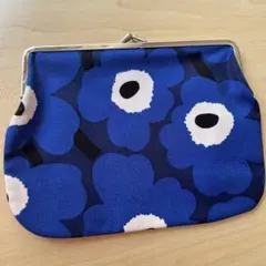 マリメッコがま口ポーチ ブルー　新品未使用
