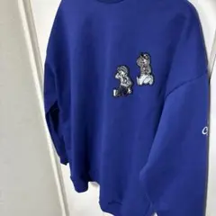 ネイビー キャラクター刺繍 スウェット カオヨリナカミ