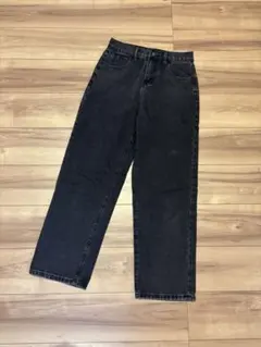 レディース ブラック デニムパンツ ワイドシルエット Lサイズのサムネイル