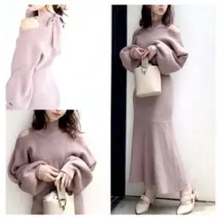 こ*ん様 dazzlin ショルダーオープンリボンワンピース　ハイウエスト【美シ