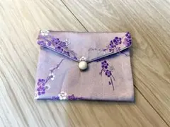 香港 花柄 刺繍 民芸品 小物入れ ポーチ ケース パープル 紫 お土産 海外