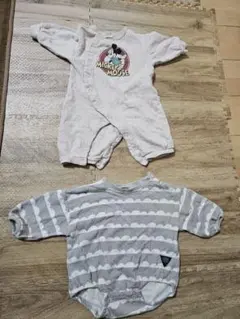 futafuta ミッキーマウスロンパース と　グレーのロンパース70