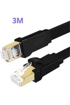 LANケーブル CAT8 スーパーフラット イーサネットケーブル 3M