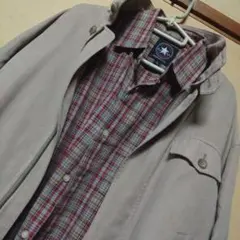 CONVERSE★ALLSTAR(コンバース)赤×ベージュ長袖チェックシャツ L