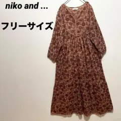 niko and ... エスニック切り替えワンピース　花柄ワンピース　Fサイズ