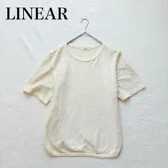【リニア】半袖 トップス（F）透かし編み ニット クルーネック フェミニンのサムネイル