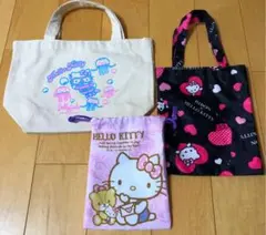 ☆３点セット☆ハローキティ（トートバッグ・ミニバッグ・巾着）