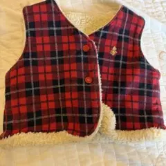 familiar ベビーベスト 80 赤・黒チェック