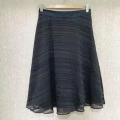 美品✦Reflect シアーフレアスカート M ネイビー レース柄 裏地付