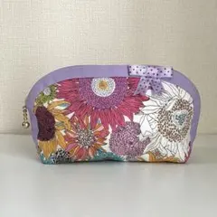 リバティハンドメイドポーチ　リボン付き