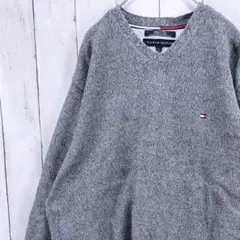 古着 TOMMY HILFIGER トミーヒルフィガー Vネック ニット 厚手