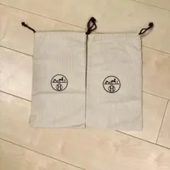 HERMES 巾着袋 保存袋 ヘリンボーン コットン - メルカリ