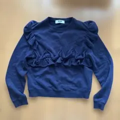 MSGM フリル付きネイビー長袖トップスのサムネイル
