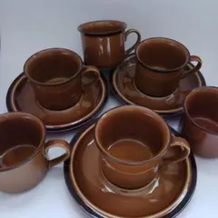 ノリタケ　ストーンウェア　ブラウン　カップソーサー3客とカップ3個セットまとめ