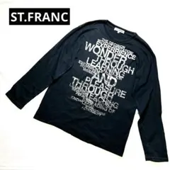 メンズL 黒 ロゴプリント 長袖カットソー