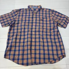 CHAPS 半袖チェックシャツ ボタンダウン オレンジ ブルーのサムネイル