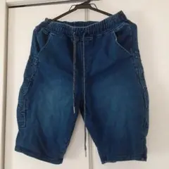 デニムブルー ショートパンツ ウエストゴム