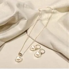 2点セット　パール風　ネックレス　ピアス　フェイクパール　入学式　結婚式