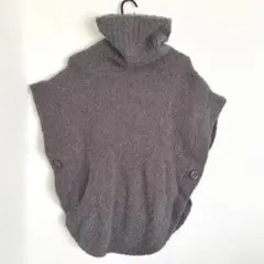 グレー ポンチョ タートルネック