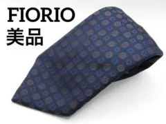 fiorio フィオリオ シルク ネクタイ ネイビー系 幾何学小紋柄のサムネイル