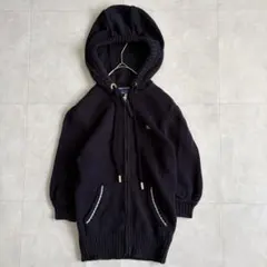 BURBERRY BLUE LABEL 綿100ニットパーカー 紺38 ロゴ