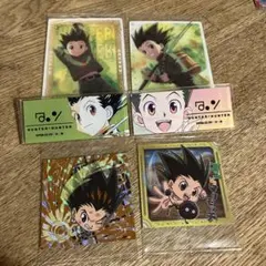 ハンターハンター　ゴン　イタジャガカード２枚＋ウエハースカード2枚＋バッジ2個