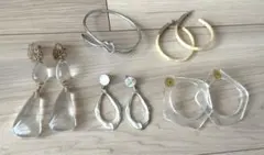 韓国　クリア シルバー　アクリル ピアス ブレスレット　5点セット