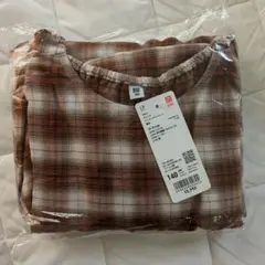 チェックティアードワンピース　UNIQLOキッズ140cm　オレンジ