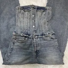希少 ZARA TRF オフショルダー デニム ジャンプスーツ オールインワン