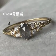 最終値下げ！B菫青石と花のレース彫刻リング　ストーン　ヴィンテージ