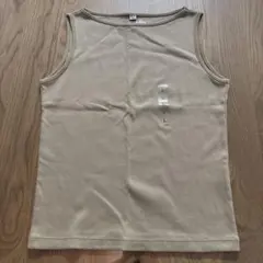 UNIQLO ベージュ リブボートネックノースリーブ Lサイズ