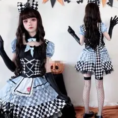 不思議の国のアリス ダークアリス コス ディズニー メイド 水色 黒