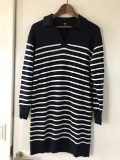 UNIQLO 綿ニットボーダーワンピース