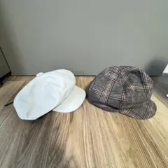 キャスケット2点セット ホワイト・チェック