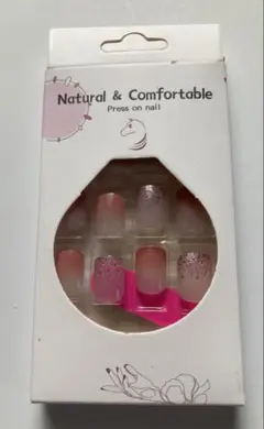 ピンク系グラデーション、ラメ付きネイルチップ選べる24枚入り