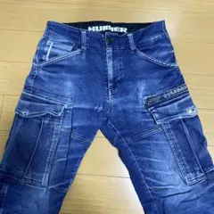 ハマー　ストレッチ デニム カーゴ パンツ 作業服　SサイズHUMMER ブルー