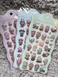 限定セール‼️即発送‼️ラブブ　ボンボンドロップシール3枚3Dシール ぷくぷくシール