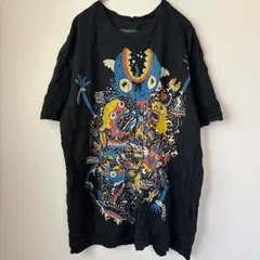 メキシコ古着 アニマルTシャツ オオカミ ペイント 民族 両面プリント 