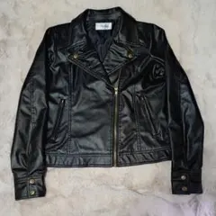 [美品]マックハウス Navy レザージャケット アウター レディース Mサイズ