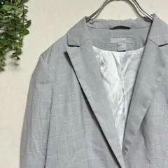 【エイチアンドエム】チェック　テーラードジャケット　フォーマル　ポケット　ボタン