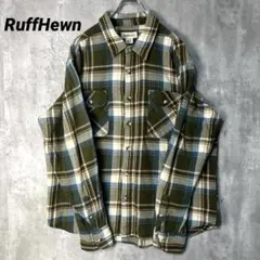 T-1999 RuffHewn ネルシャツ マルチカラー チェック XL カーキ