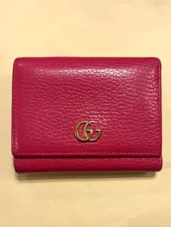GUCCI ピンク レザー 三つ折り財布