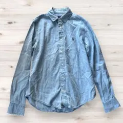 ポロラルフローレン デニムシャツ 長袖 シャンブレーシャツ 刺繍ロゴ ブルー