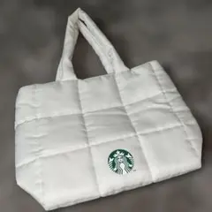 【美品‪☆】 Starbucks マシュマロキルティング トートバッグ ホワイト